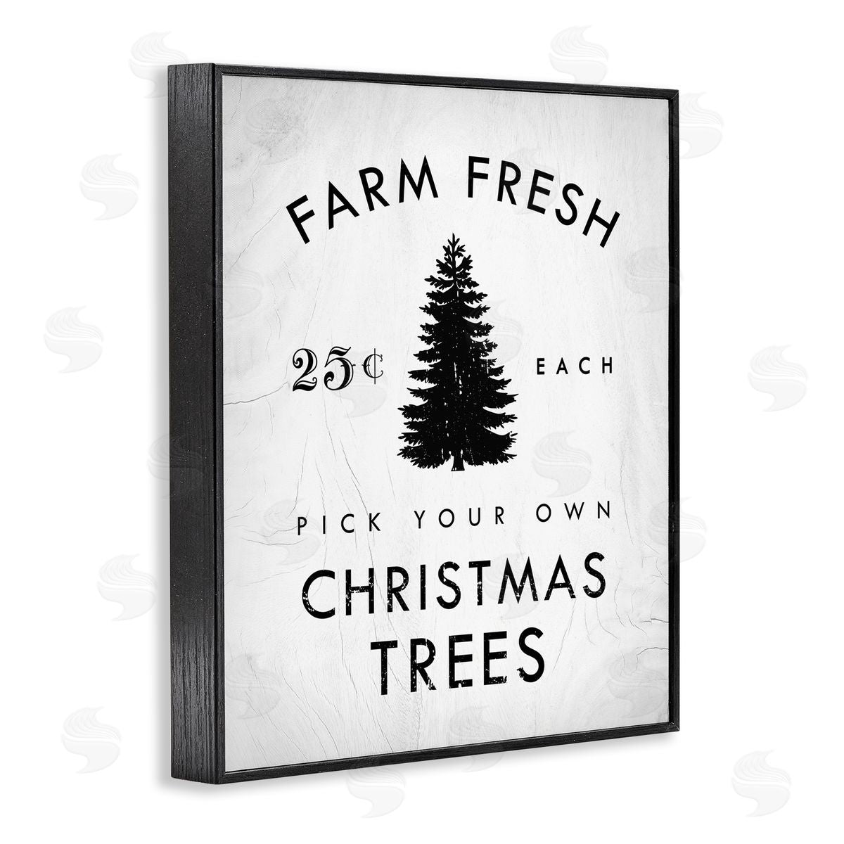 Stupell Studio Vintage Christmas Tree Farm Sign Black Framed Giclee Wall Art