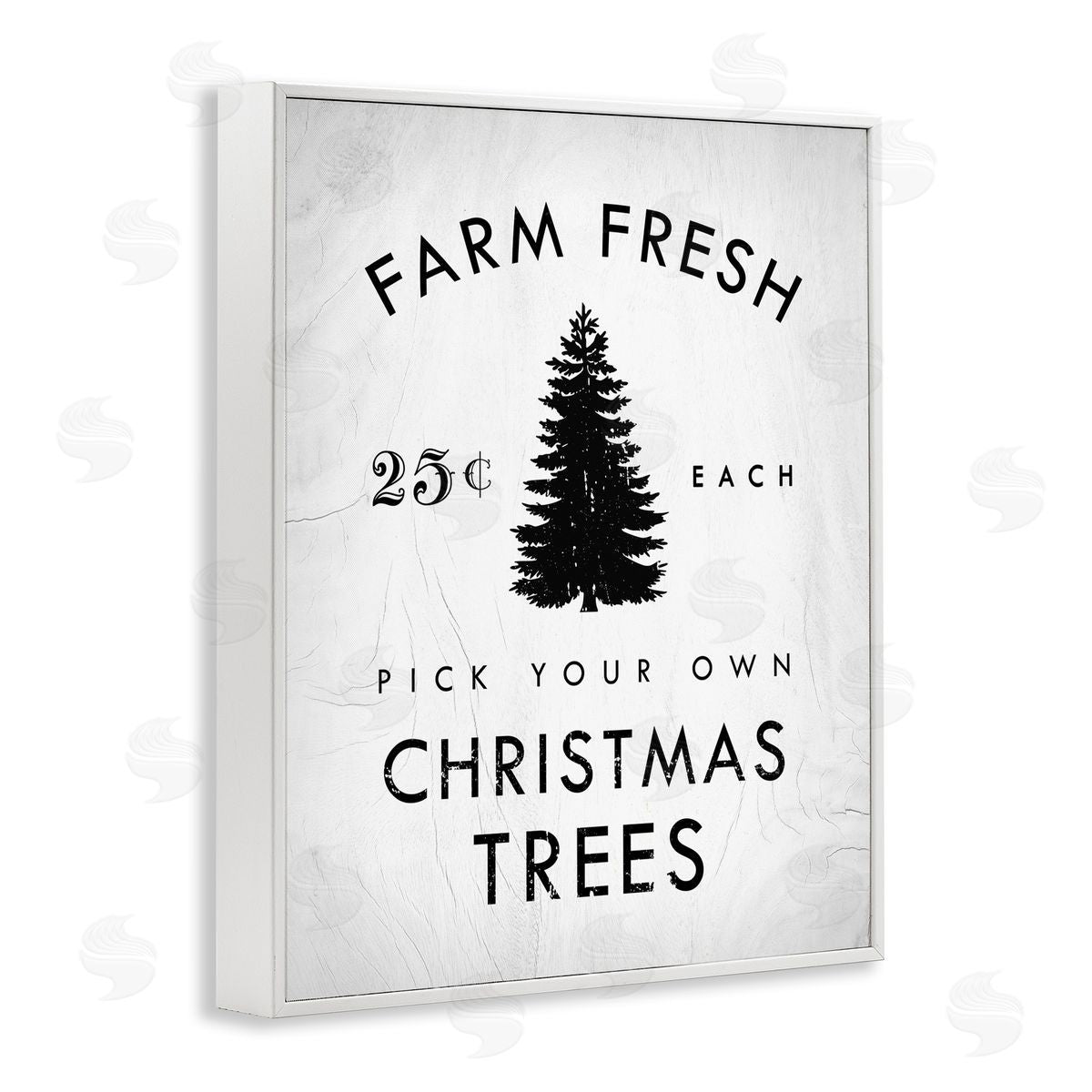 Stupell Studio Vintage Christmas Tree Farm Sign White Framed Giclee Wall Art