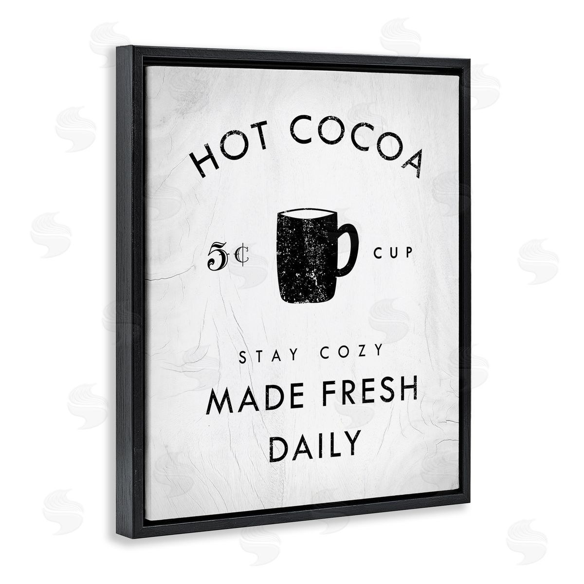 Stupell Studio Vintage Hot Cocoa Sign Black Floater Frame Canvas Art