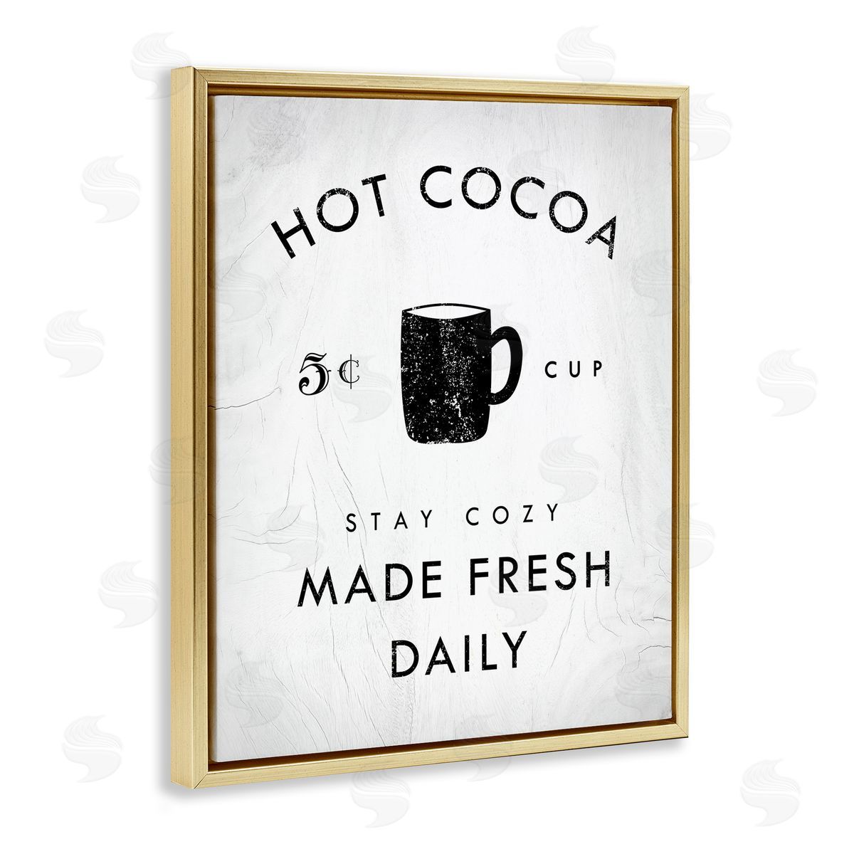 Stupell Studio Vintage Hot Cocoa Sign Gold Floater Frame Canvas Art