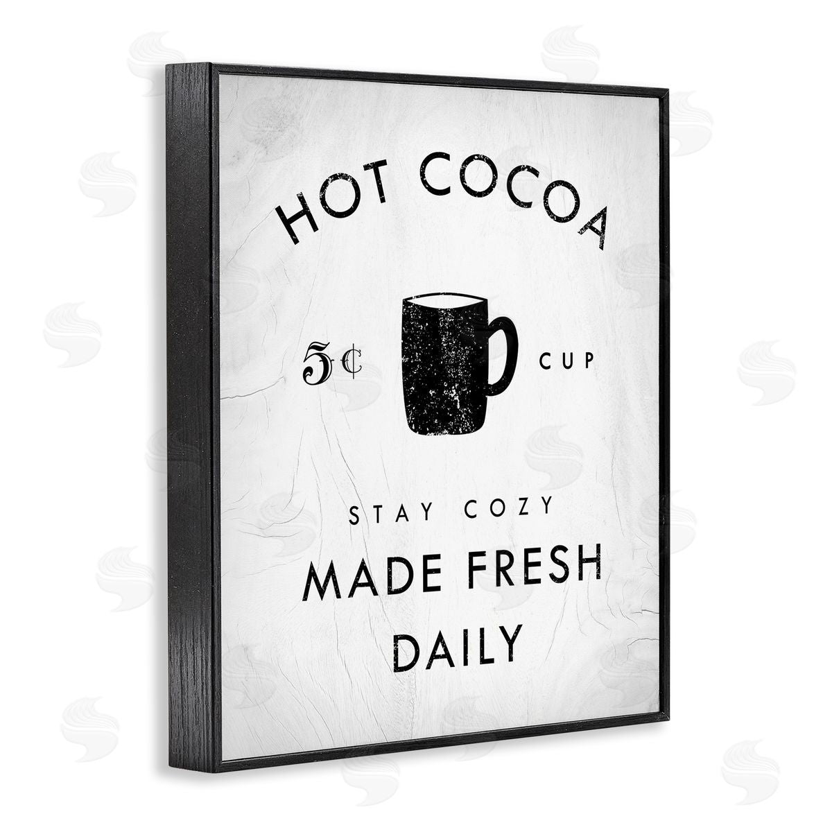 Stupell Studio Vintage Hot Cocoa Sign Black Framed Giclee Wall Art