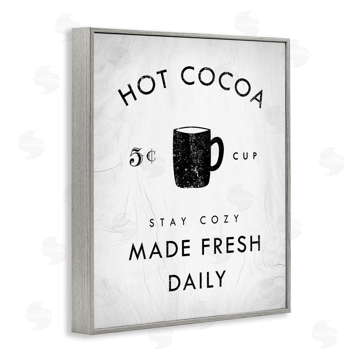 Stupell Studio Vintage Hot Cocoa Sign Gray Framed Giclee Wall Art