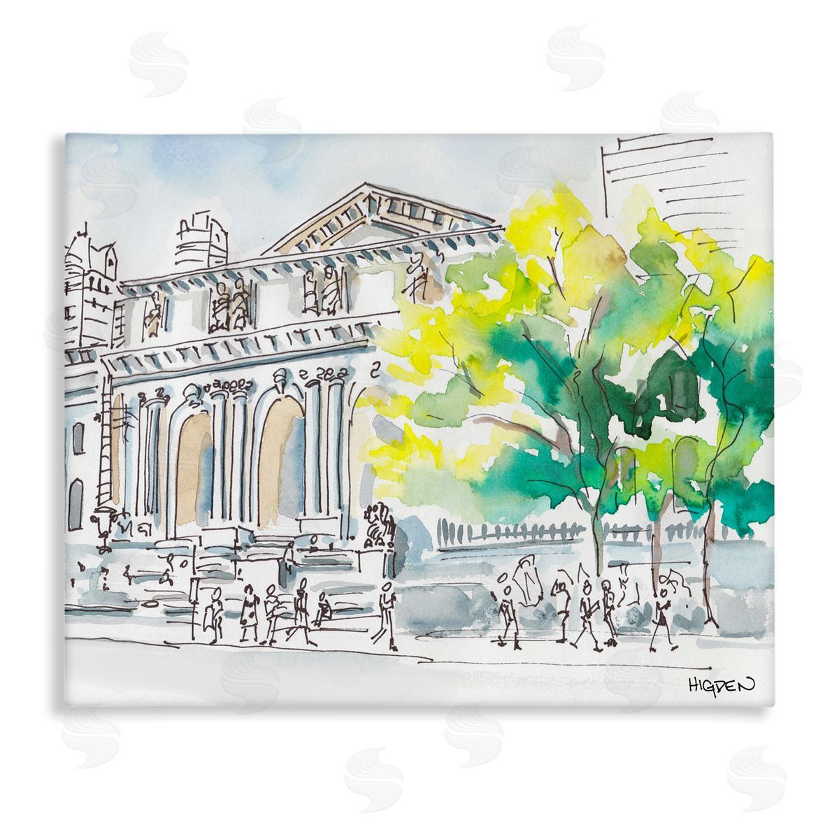 Mark Higden Classic City Architecture Watercolor Landscape Canvas Wall Art