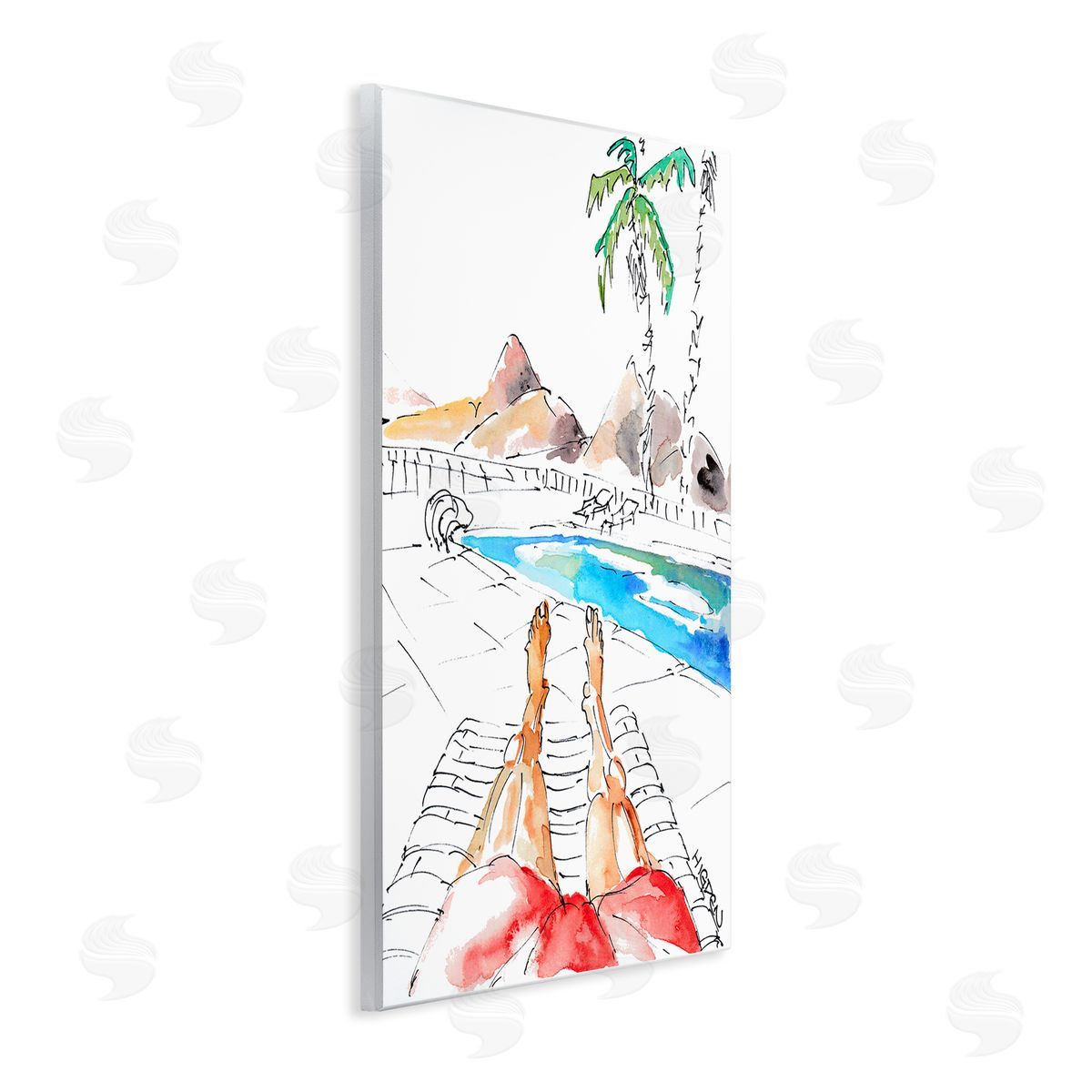 Mark Higden Poolside Man Red Bathing Suit Wall Plaque Art