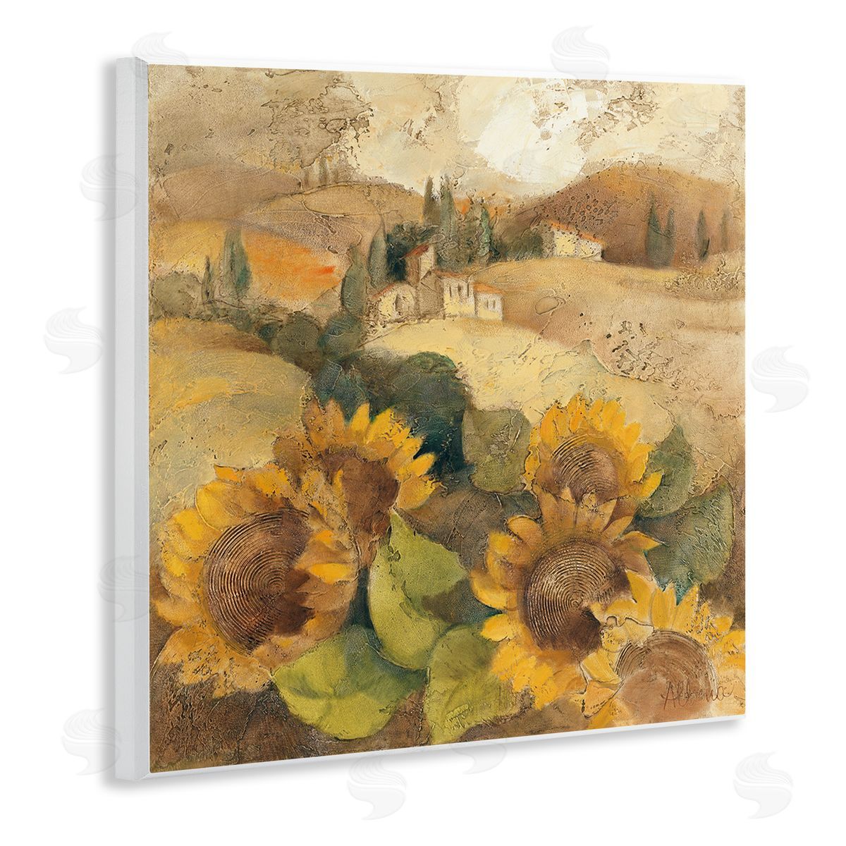 Albena Hristova Soft Vintage Tuscan Sunflowers Wall Plaque Art
