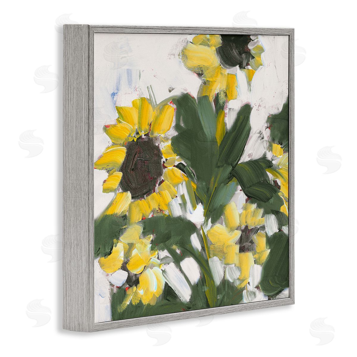 Jane Slivka Expressive Sunflower Brush Strokes Gray Framed Giclee Wall Art