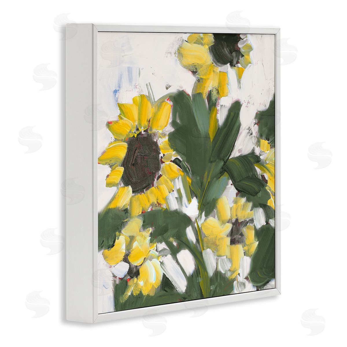 Jane Slivka Expressive Sunflower Brush Strokes White Framed Giclee Wall Art