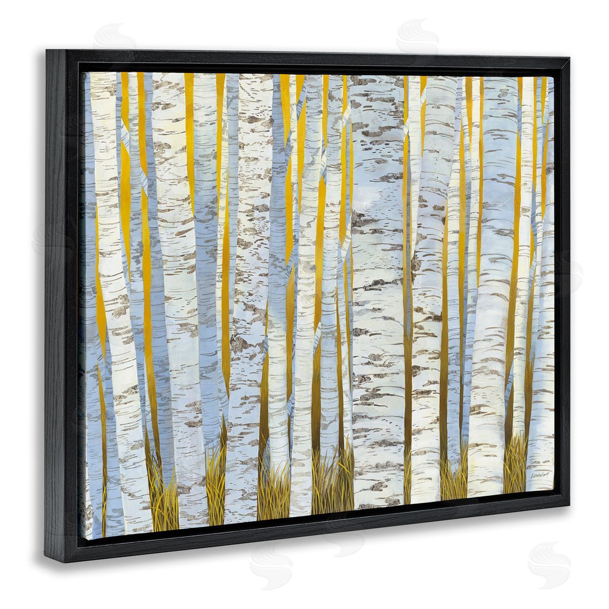 Katherine Lovell Birch Tree Forest Golden Grass Black Floater Frame Canvas Art