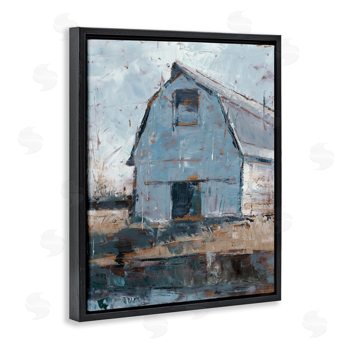 Ethan Harper Abstract Distressed White Barn Black Floater Frame Canvas Art