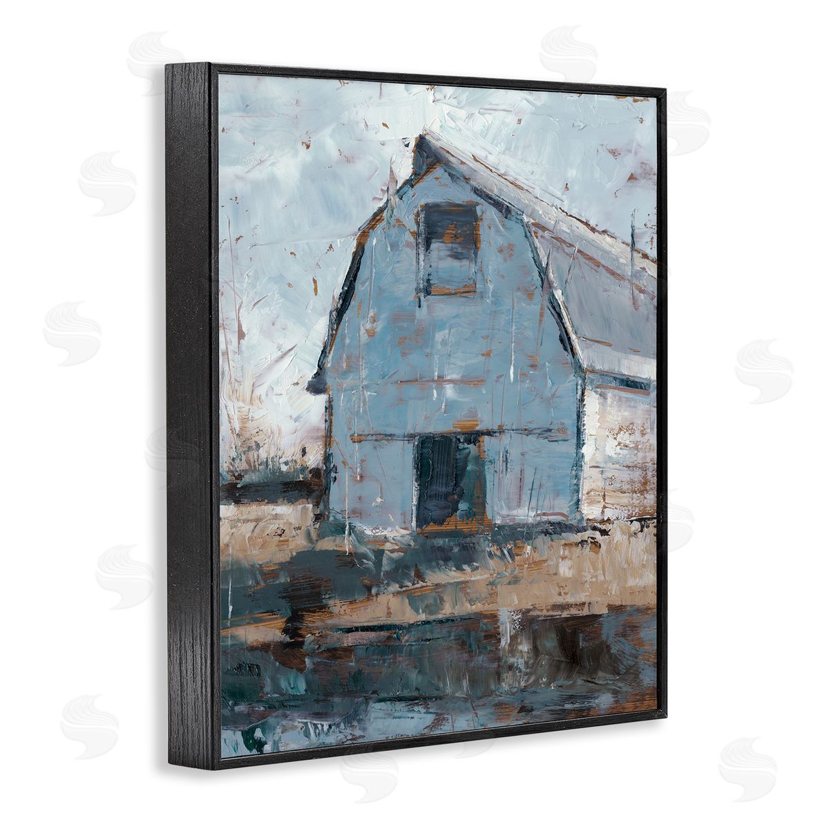 Ethan Harper Abstract Distressed White Barn Black Framed Giclee Wall Art