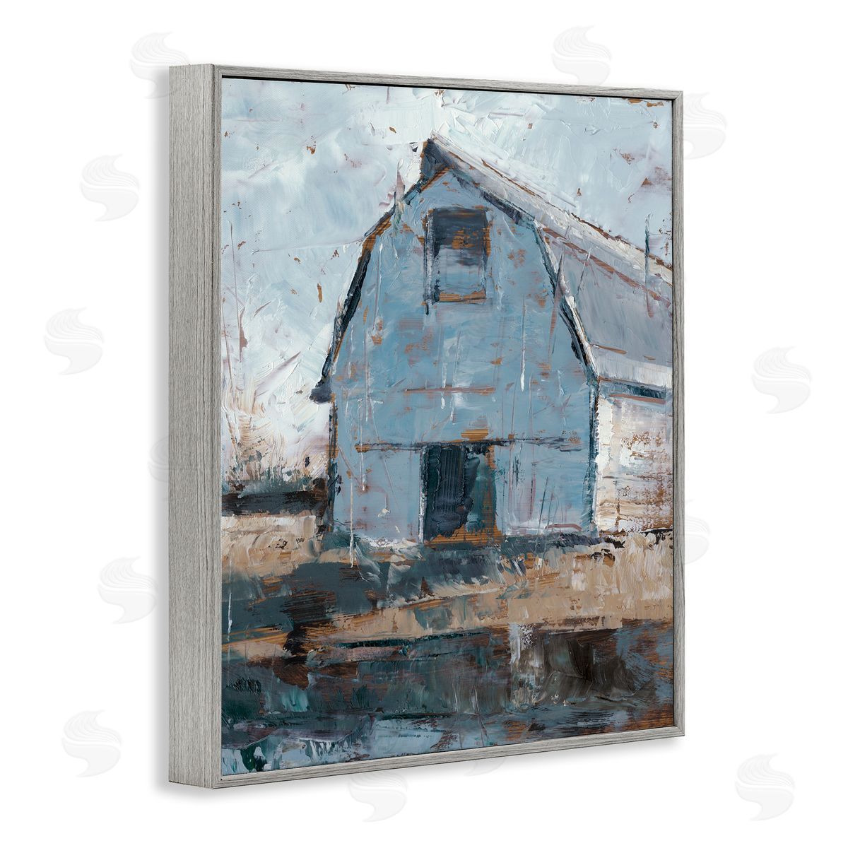 Ethan Harper Abstract Distressed White Barn Gray Framed Giclee Wall Art