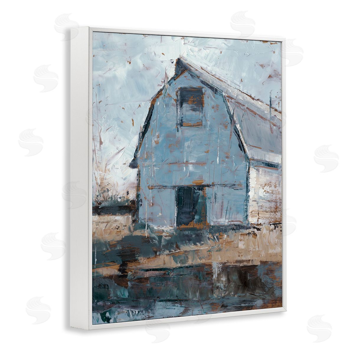 Ethan Harper Abstract Distressed White Barn White Framed Giclee Wall Art