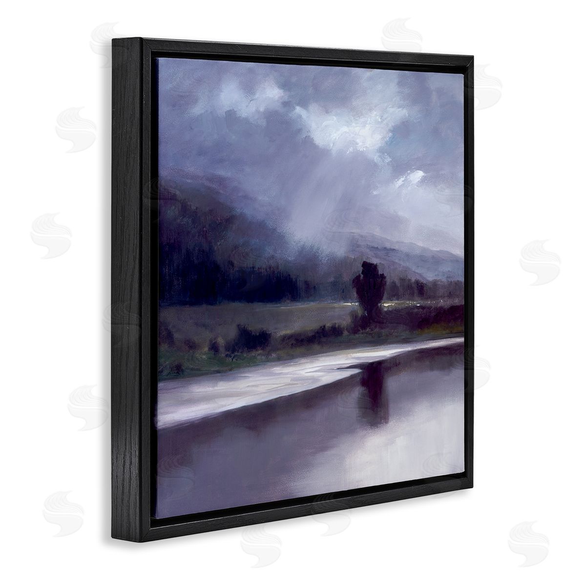 Sheila Finch Storm Clouds Abstract Landscape Black Floater Frame Canvas Art