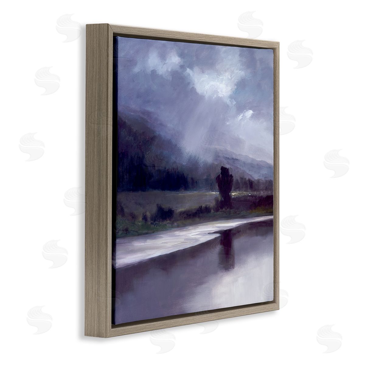Sheila Finch Storm Clouds Abstract Landscape Brown Floater Frame Canvas Art