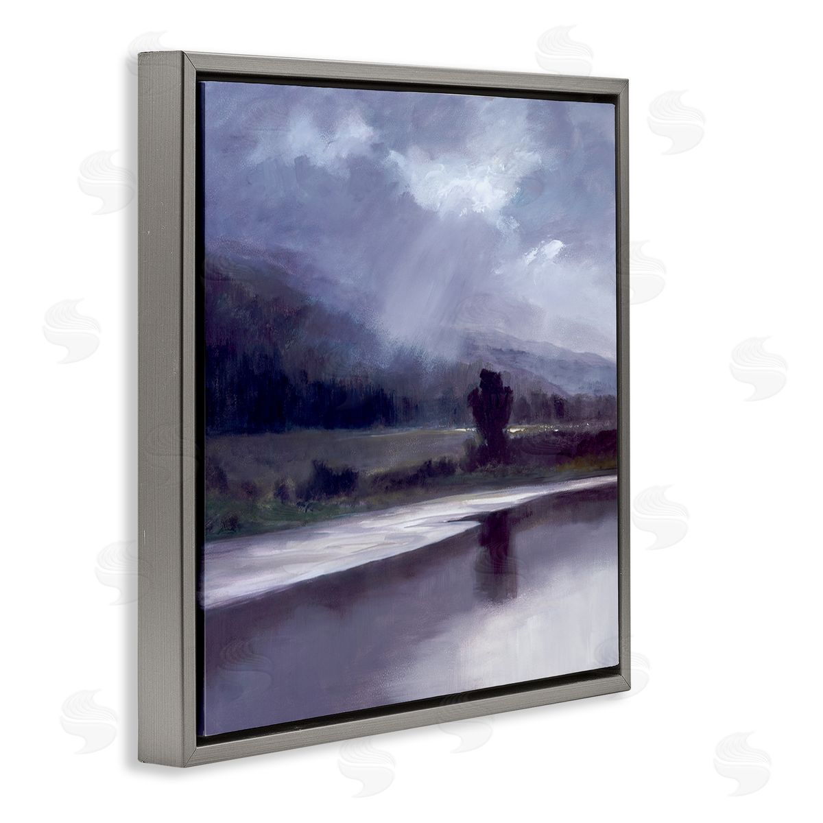 Sheila Finch Storm Clouds Abstract Landscape Gray Floater Frame Canvas Art