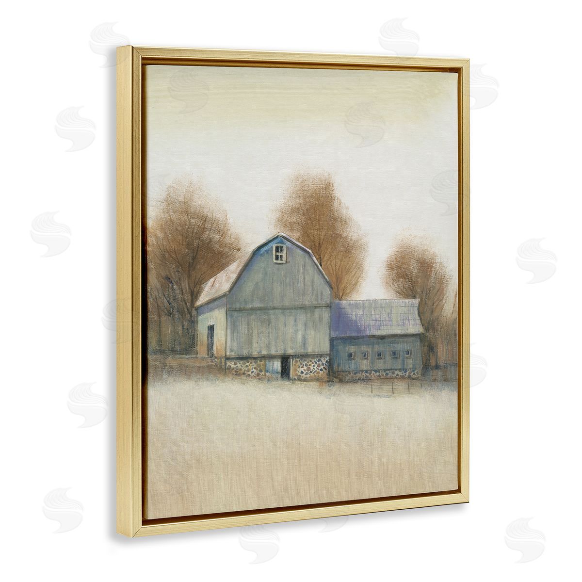 Tim O'Toole Vintage Barn Autumn Tones Gold Floater Frame Canvas Art