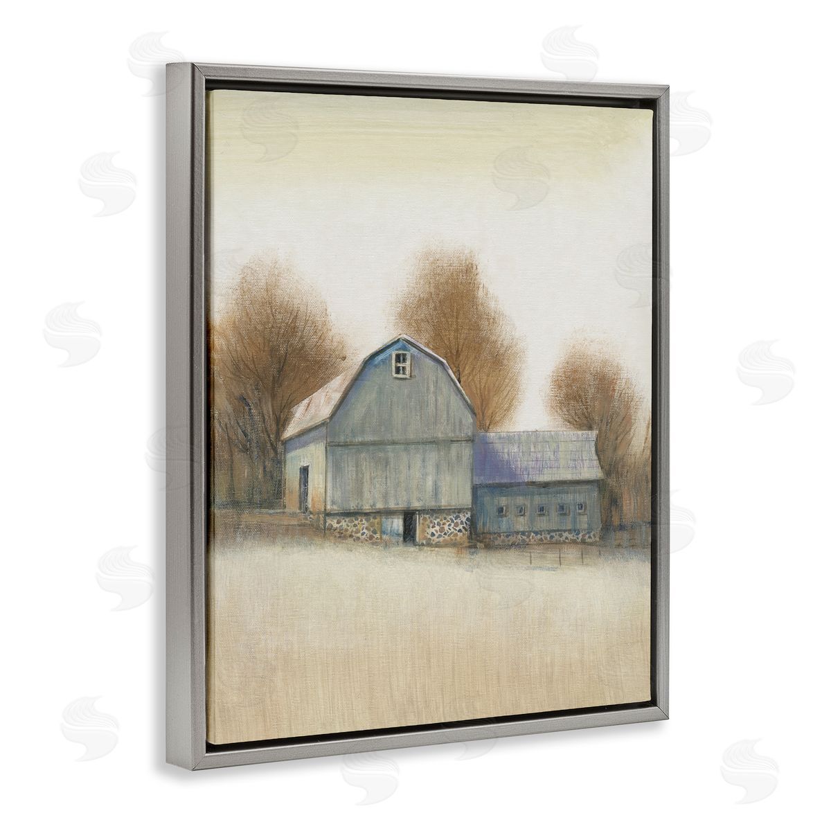 Tim O'Toole Vintage Barn Autumn Tones Gray Floater Frame Canvas Art