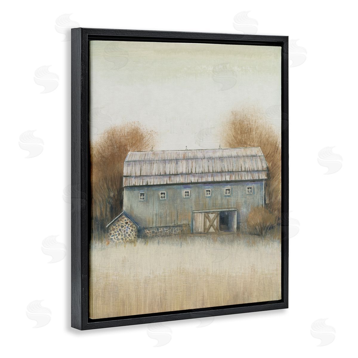 Tim O'Toole Autumn Barn Vintage Farm Landscape Black Floater Frame Canvas Art