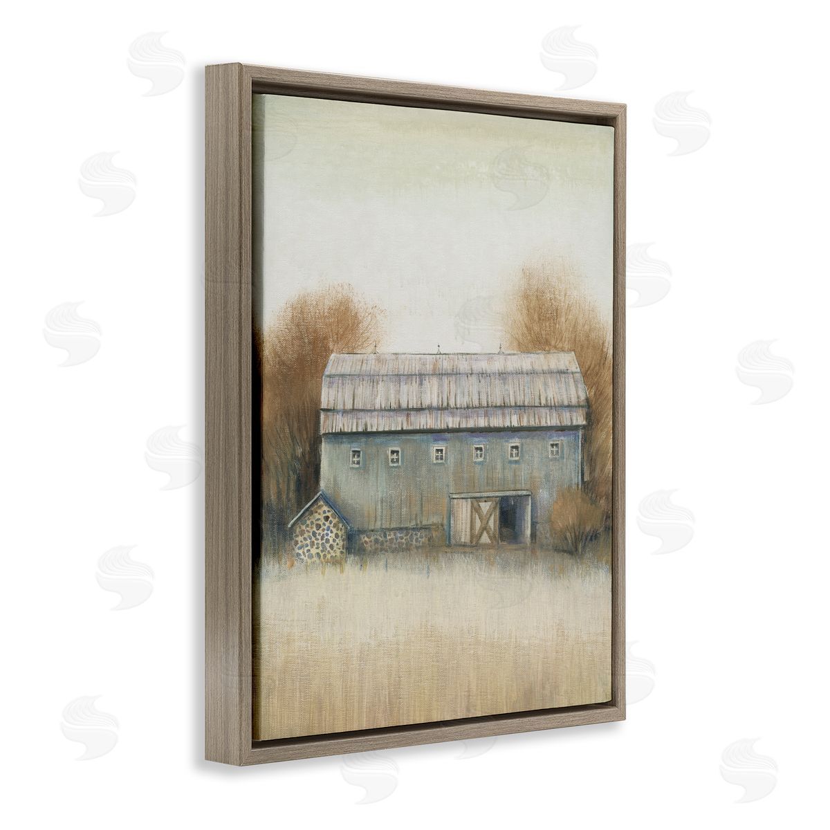 Tim O'Toole Autumn Barn Vintage Farm Landscape Brown Floater Frame Canvas Art
