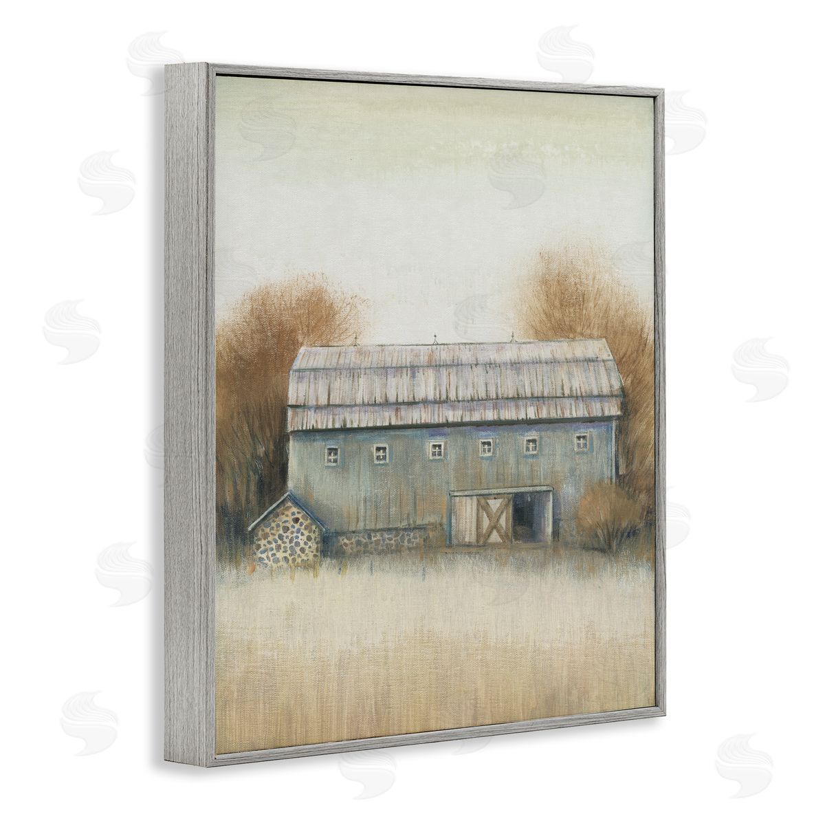 Tim O'Toole Autumn Barn Vintage Farm Landscape Gray Framed Giclee Wall Art