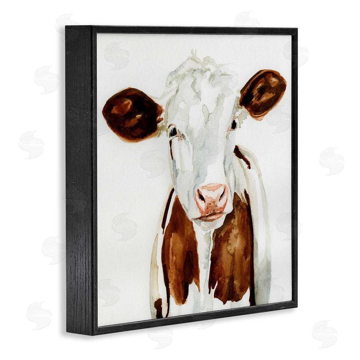 Farm Cow Neutral Watercolor Black Frame Print Wall Art, Home Decor by Victoria Barnes