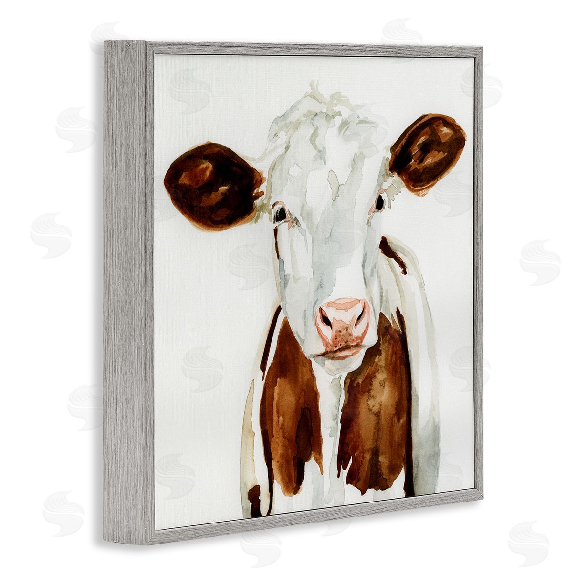 Farm Cow Neutral Watercolor Grey Frame Print Wall Art, Home Decor by Victoria Barnes