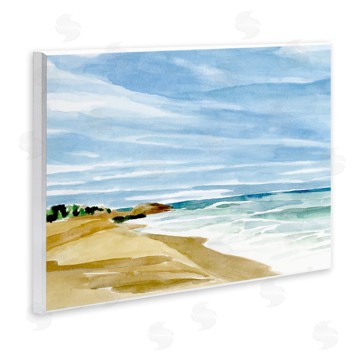 Annie Warren Calm Coastline Watercolor Landscape Wall Plaque Art