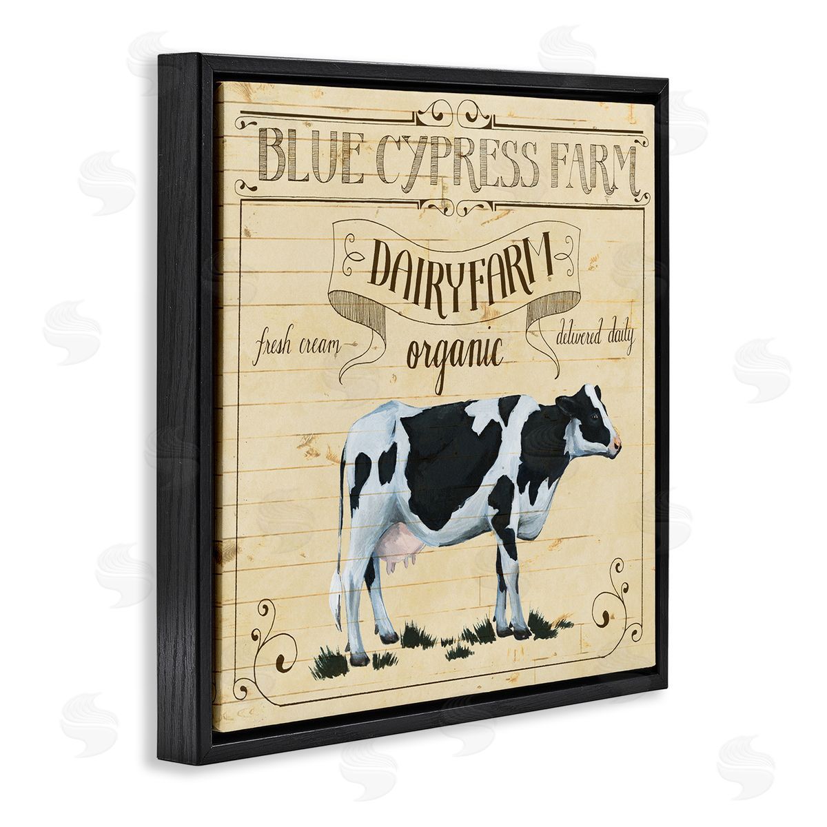 Grace Popp Rustic Dairy Farm Cow Vintage Black Floater Frame Canvas Art