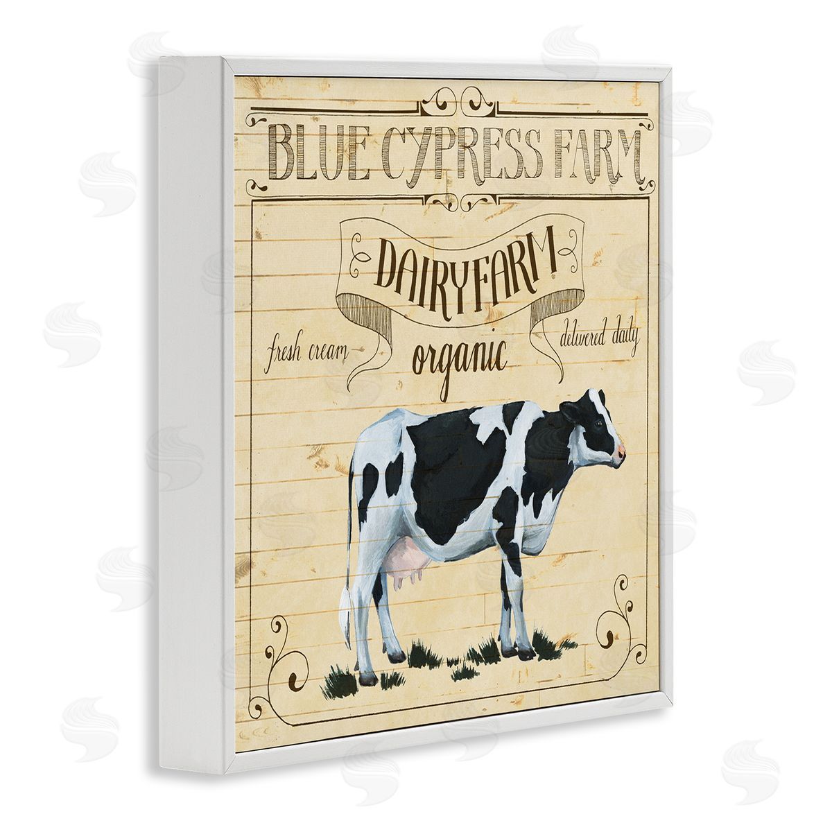 Grace Popp Rustic Dairy Farm Cow Vintage White Framed Giclee Wall Art