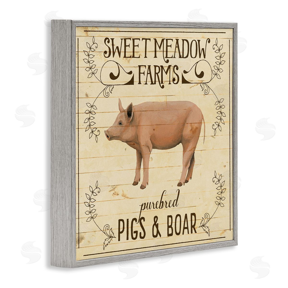 Grace Popp Vintage Farm Pig Advertisement Gray Framed Giclee Wall Art