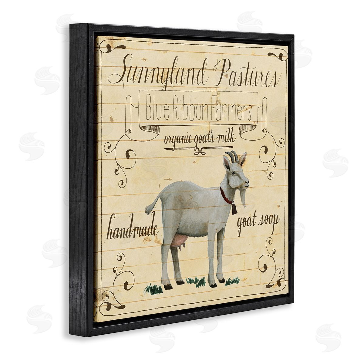 Grace Popp Vintage Farm Goat Milk Advertisement Black Floater Frame Canvas Art