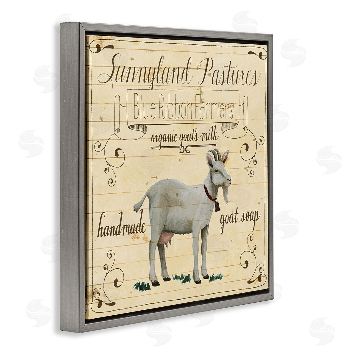 Grace Popp Vintage Farm Goat Milk Advertisement Gray Floater Frame Canvas Art