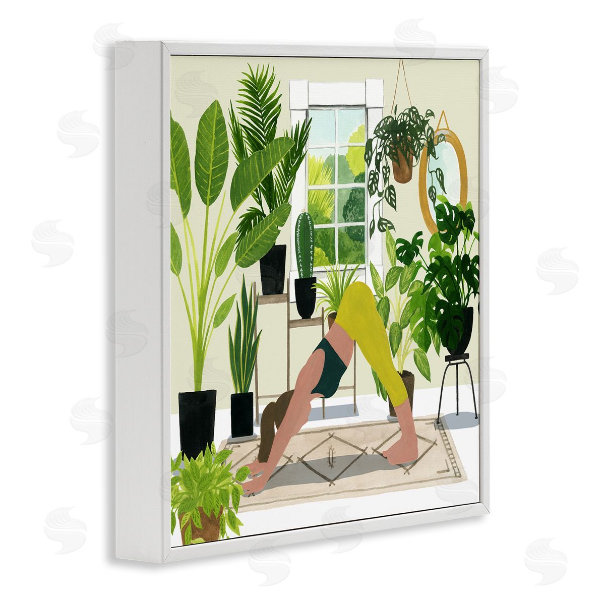 Grace Popp Female Yoga Modern Plant Room White Framed Giclee Wall Art
