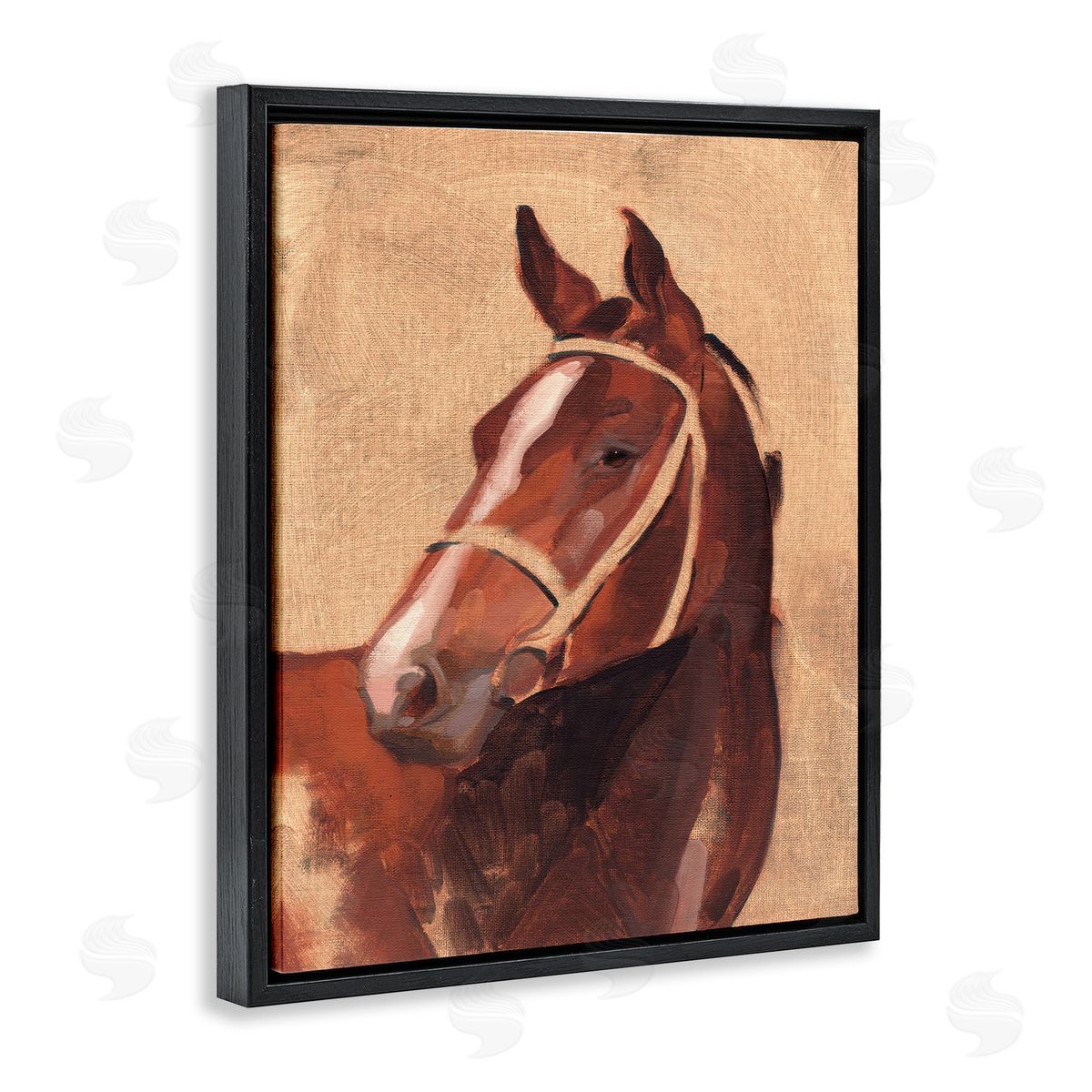 Jacob Green Southwestern Vintage Horse Portrait Black Floater Frame Canvas Art
