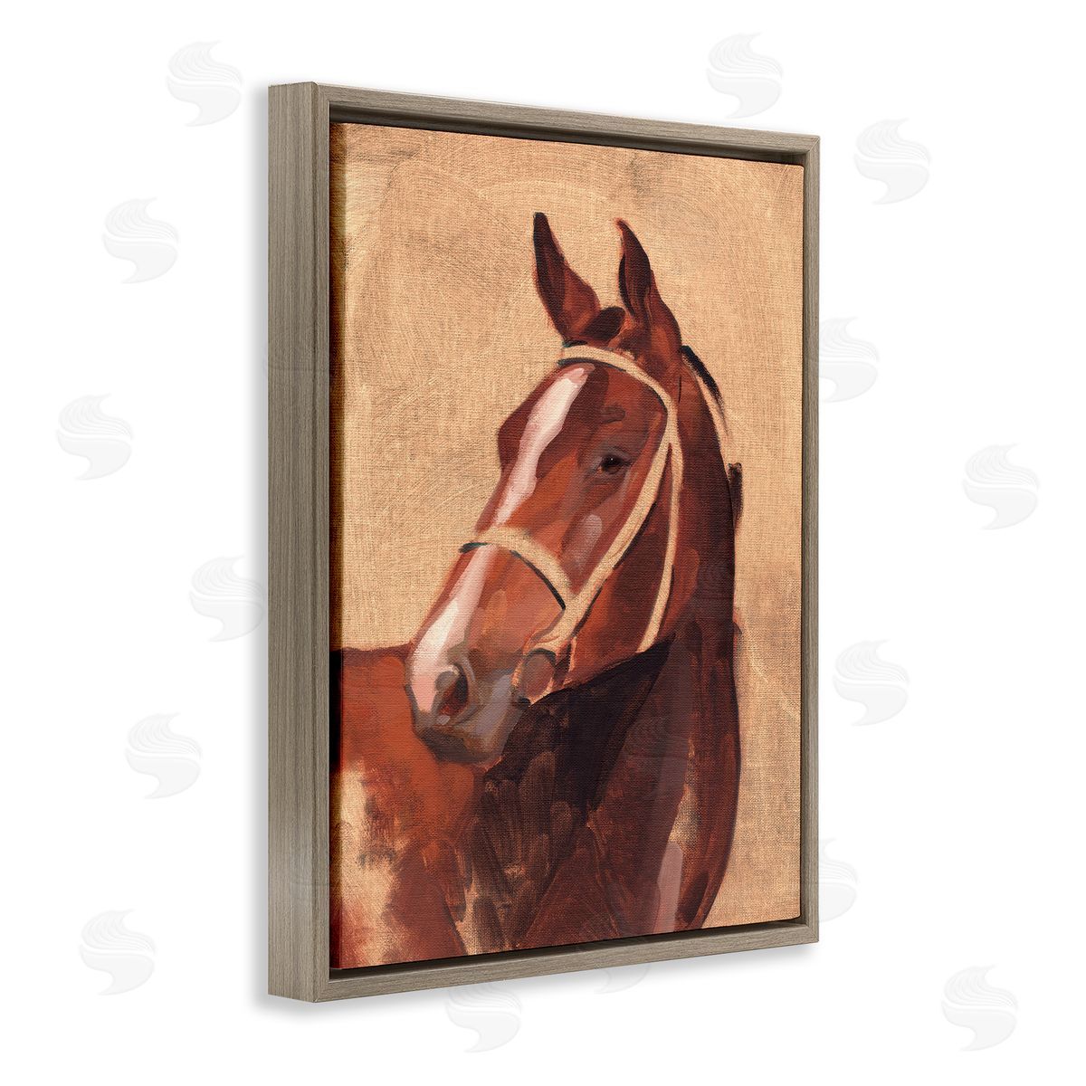 Jacob Green Southwestern Vintage Horse Portrait Brown Floater Frame Canvas Art