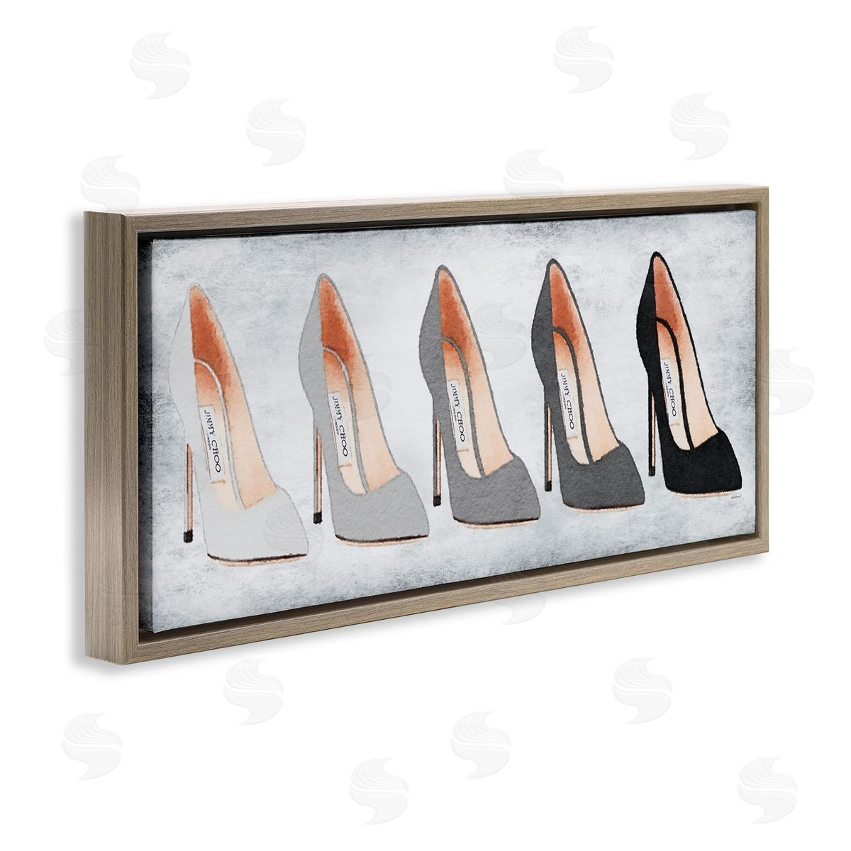 Glam High Heels Grey Shades Brown Floating Frame Canvas Wall Art, Home Decor by Amanda Greenwood