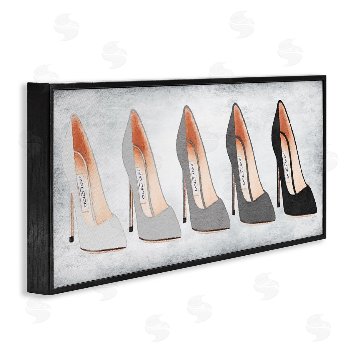 Glam High Heels Grey Shades Black Frame Print Wall Art, Home Decor by Amanda Greenwood