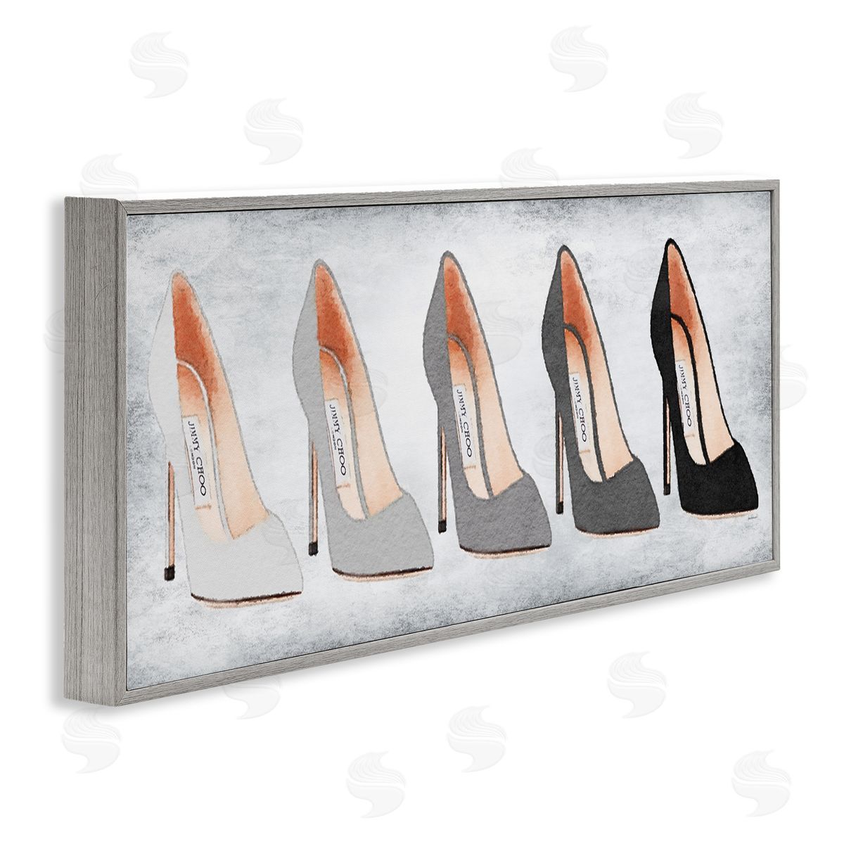 Glam High Heels Grey Shades Grey Frame Print Wall Art, Home Decor by Amanda Greenwood