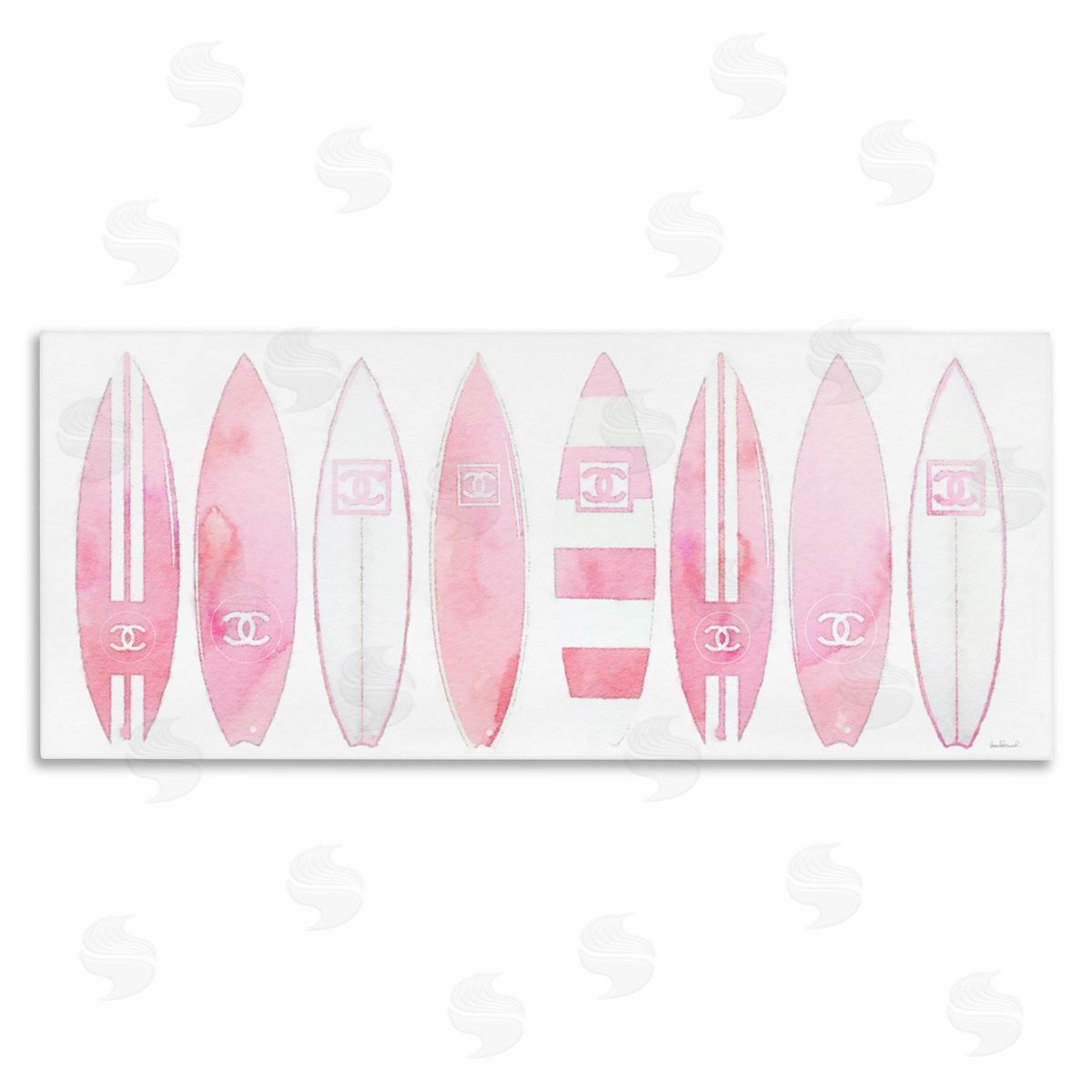 Nautical Glam Fashion Surfboards Canvas Wall Art, Home Decor by Amanda Greenwood
