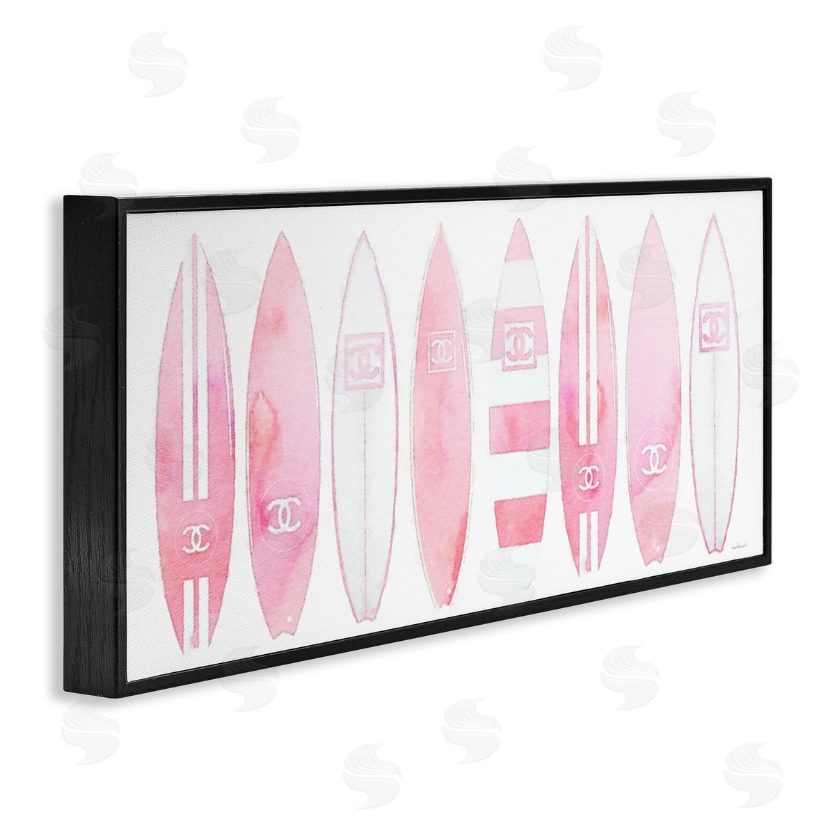 Nautical Glam Fashion Surfboards Black Frame Print Wall Art, Home Decor by Amanda Greenwood