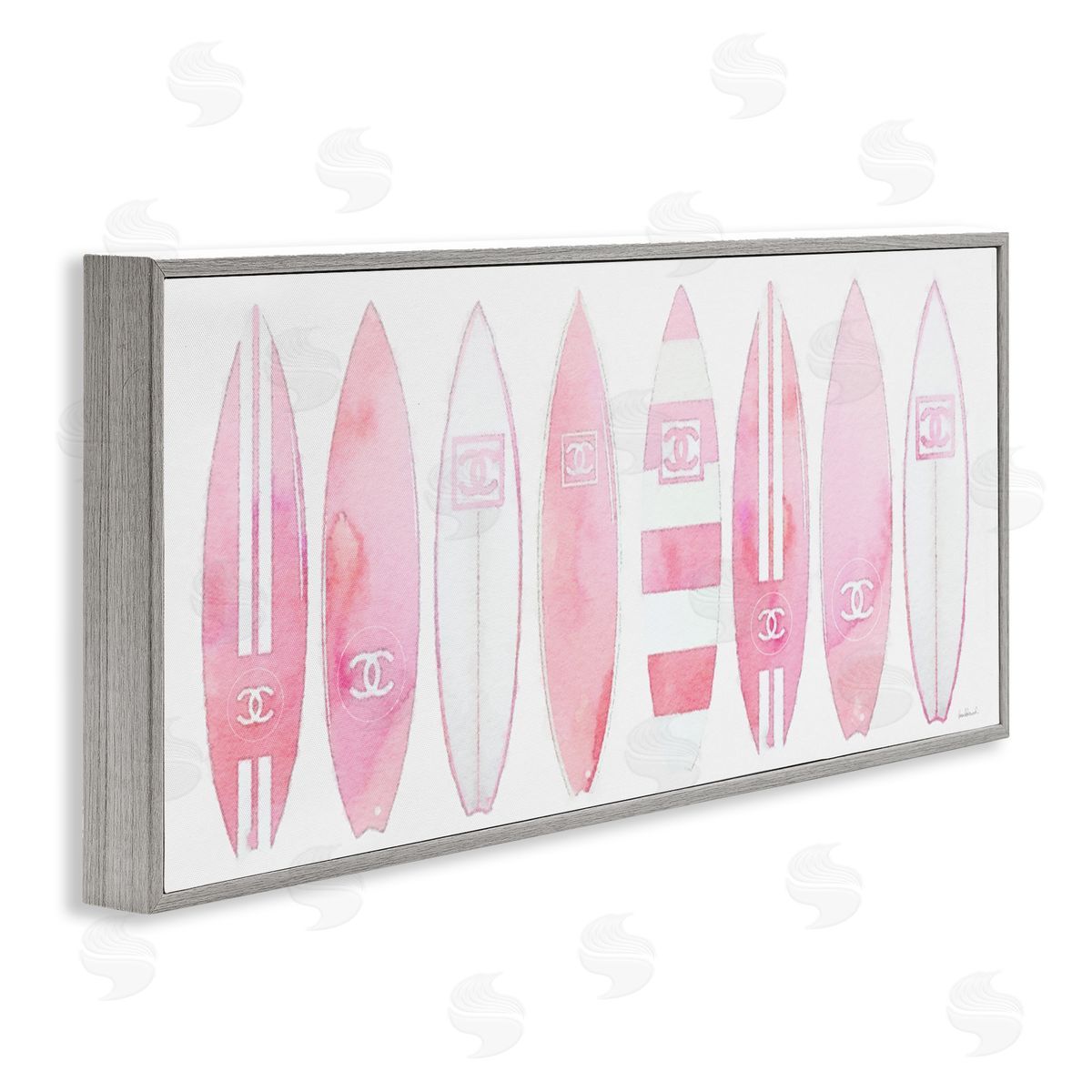 Nautical Glam Fashion Surfboards Grey Frame Print Wall Art, Home Decor by Amanda Greenwood