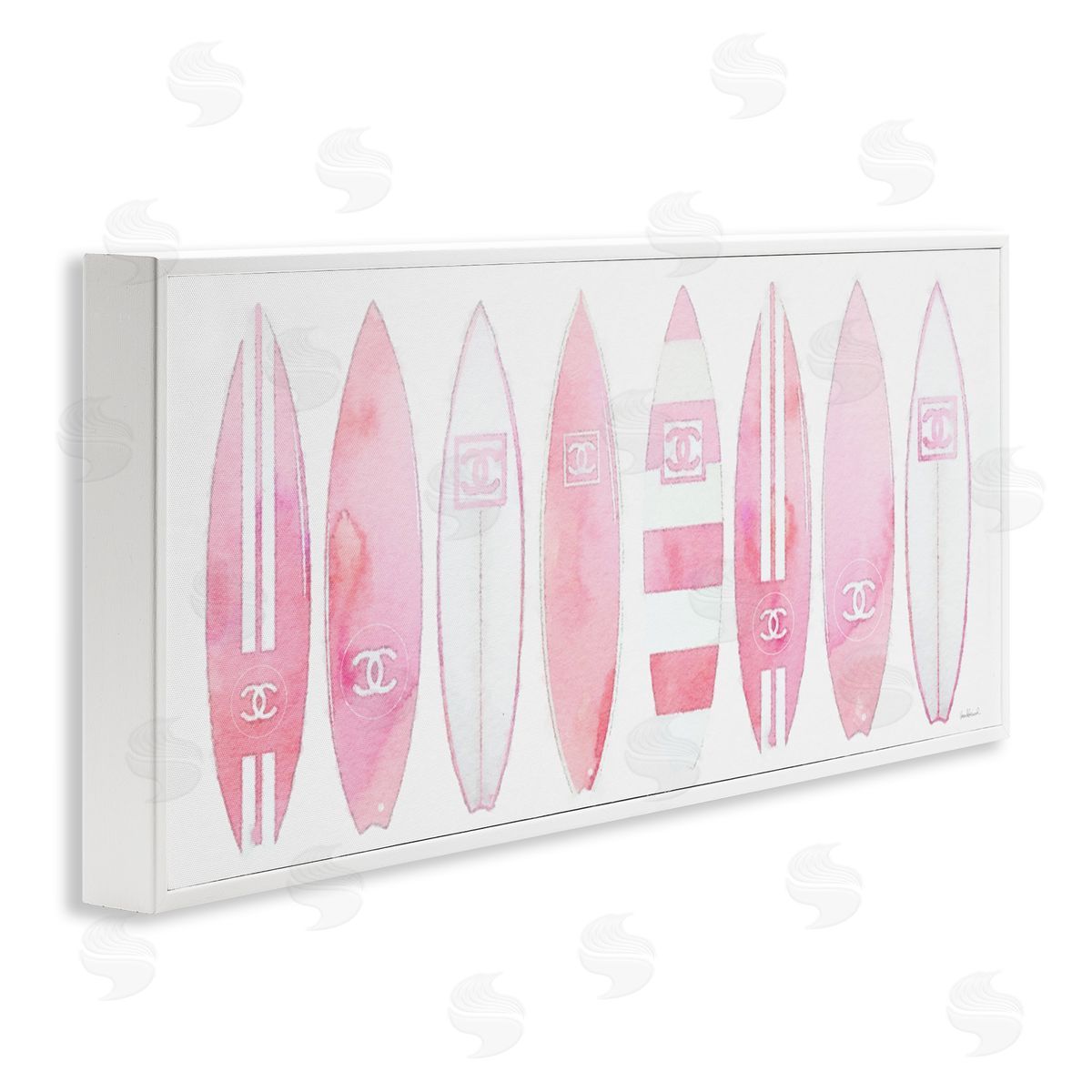 Nautical Glam Fashion Surfboards White Frame Print Wall Art, Home Decor by Amanda Greenwood