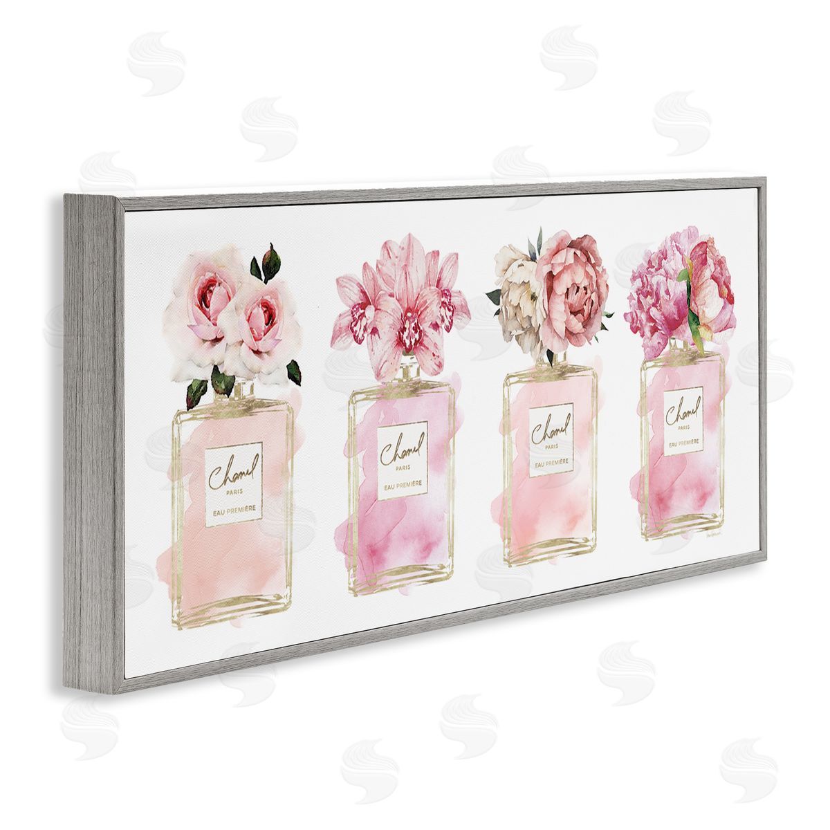 Floral Bouquets Glam Fashion Jars Grey Frame Print Wall Art, Home Decor by Amanda Greenwood