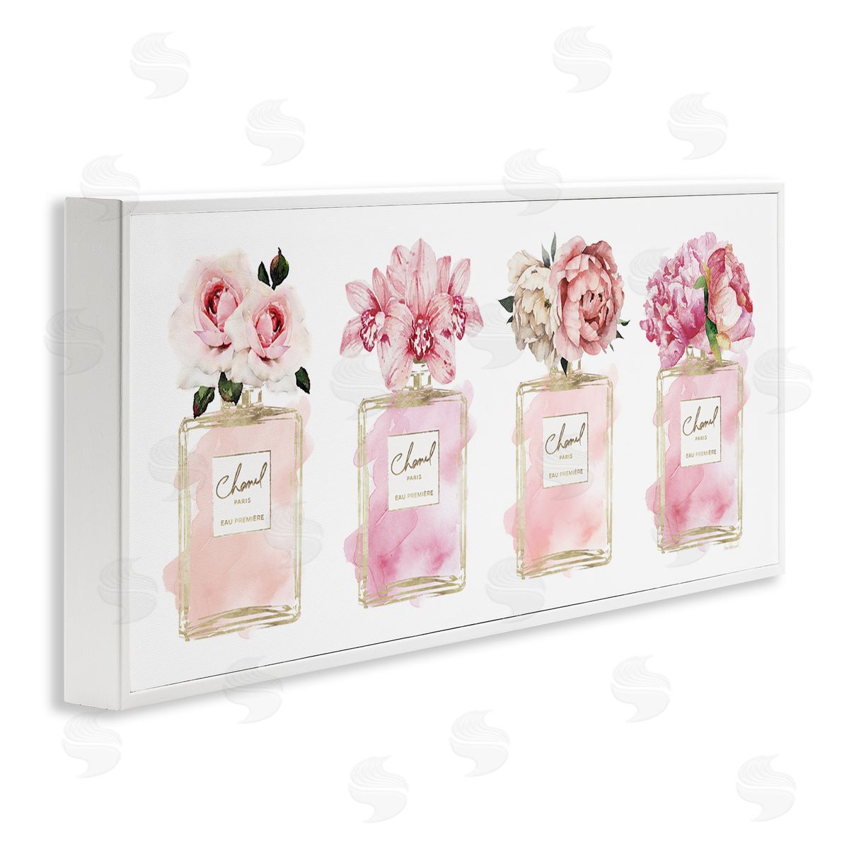 Floral Bouquets Glam Fashion Jars White Frame Print Wall Art, Home Decor by Amanda Greenwood