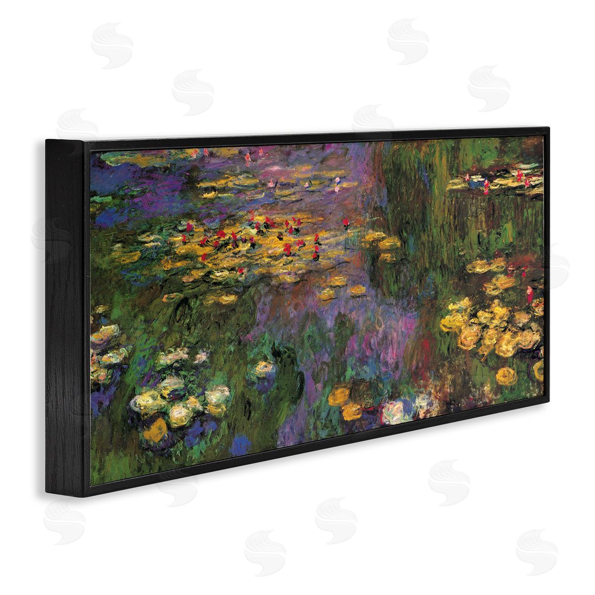 Vibrant Traditional Water Lilies Black Frame Print Wall Art, Home Decor by Claude Monet