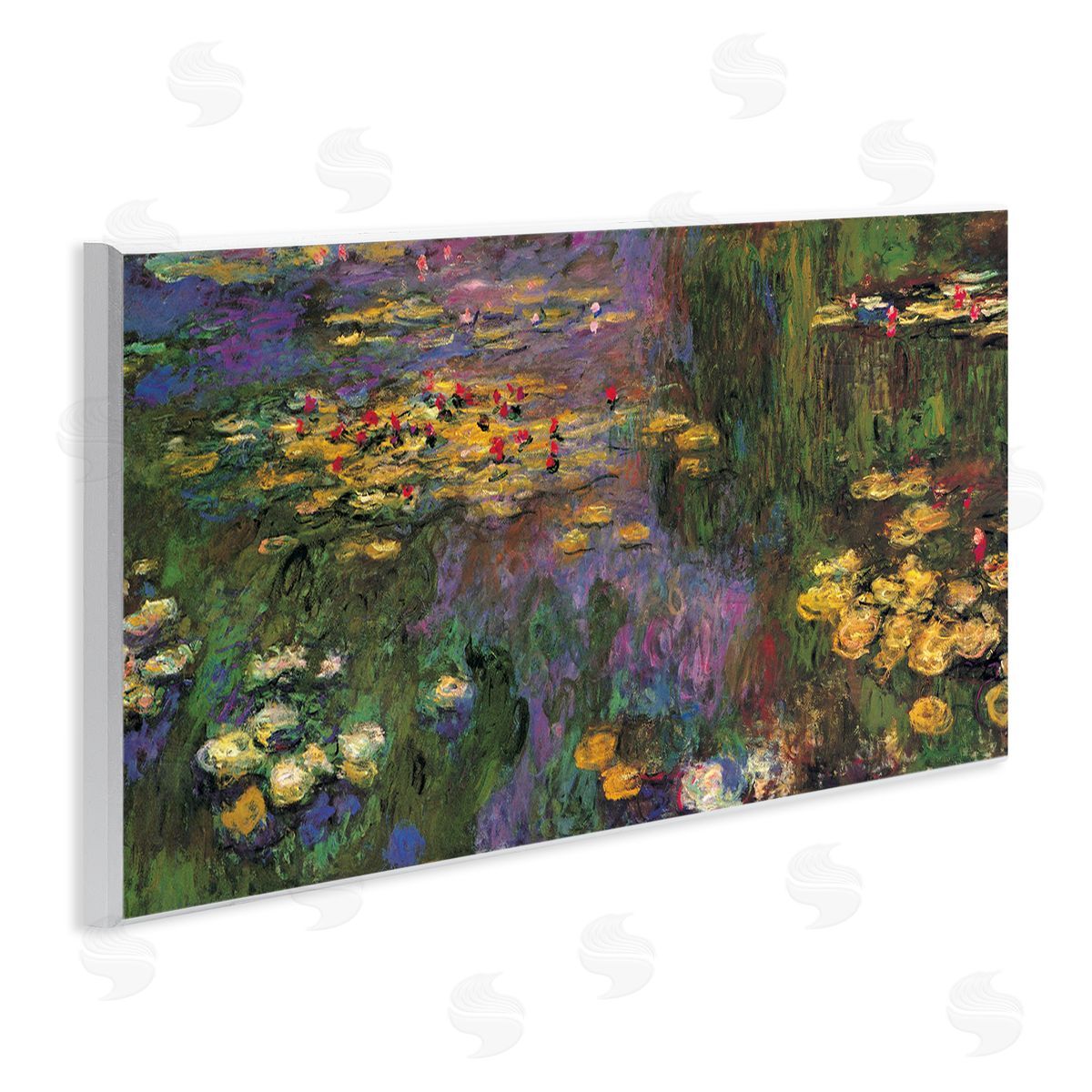 Vibrant Traditional Water Lilies Wood Plaque Wall Art, Home Decor by Claude Monet