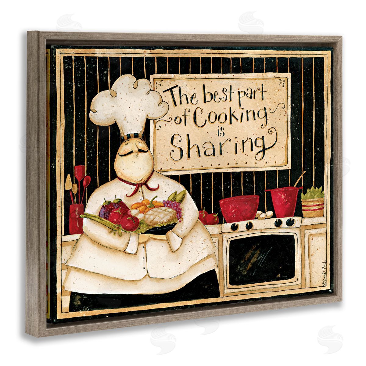 Dan DiPaolo Cooking Is Sharing Vintage Chef Brown Floater Frame Canvas Art