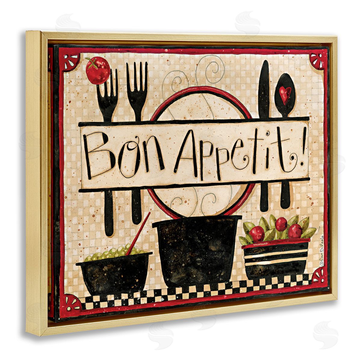 Dan DiPaolo Bon Appetit Vintage Kitchen Gold Floater Frame Canvas Art