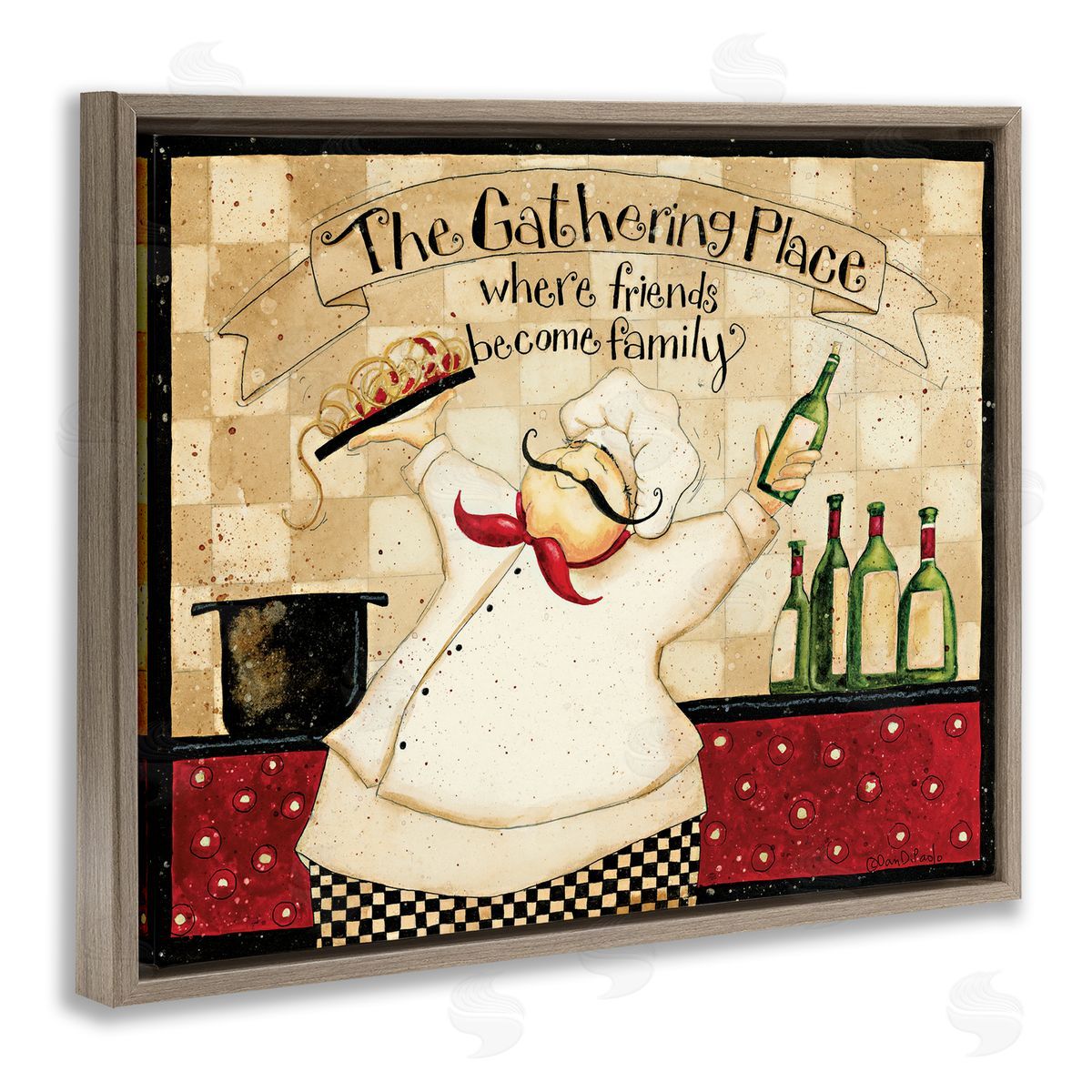 Dan DiPaolo The Gathering Place Vintage Chef Brown Floater Frame Canvas Art