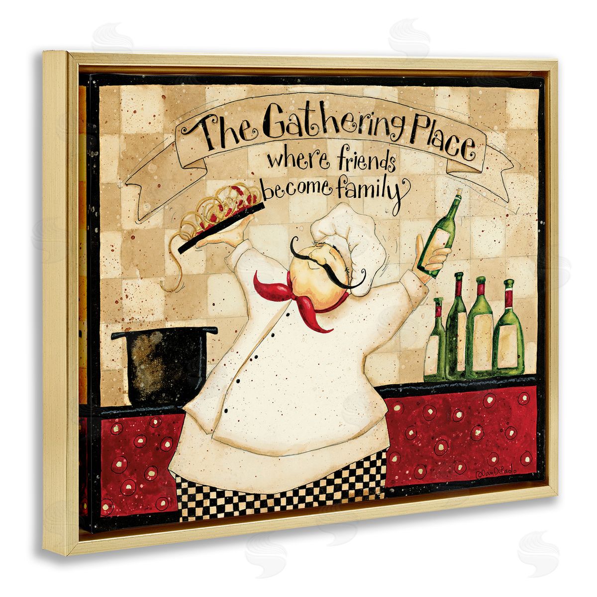 Dan DiPaolo The Gathering Place Vintage Chef Gold Floater Frame Canvas Art